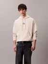 Calvin Klein PREMIUM TERRY MICRO Bej Erkek Kapüşonlu Sweatshirt