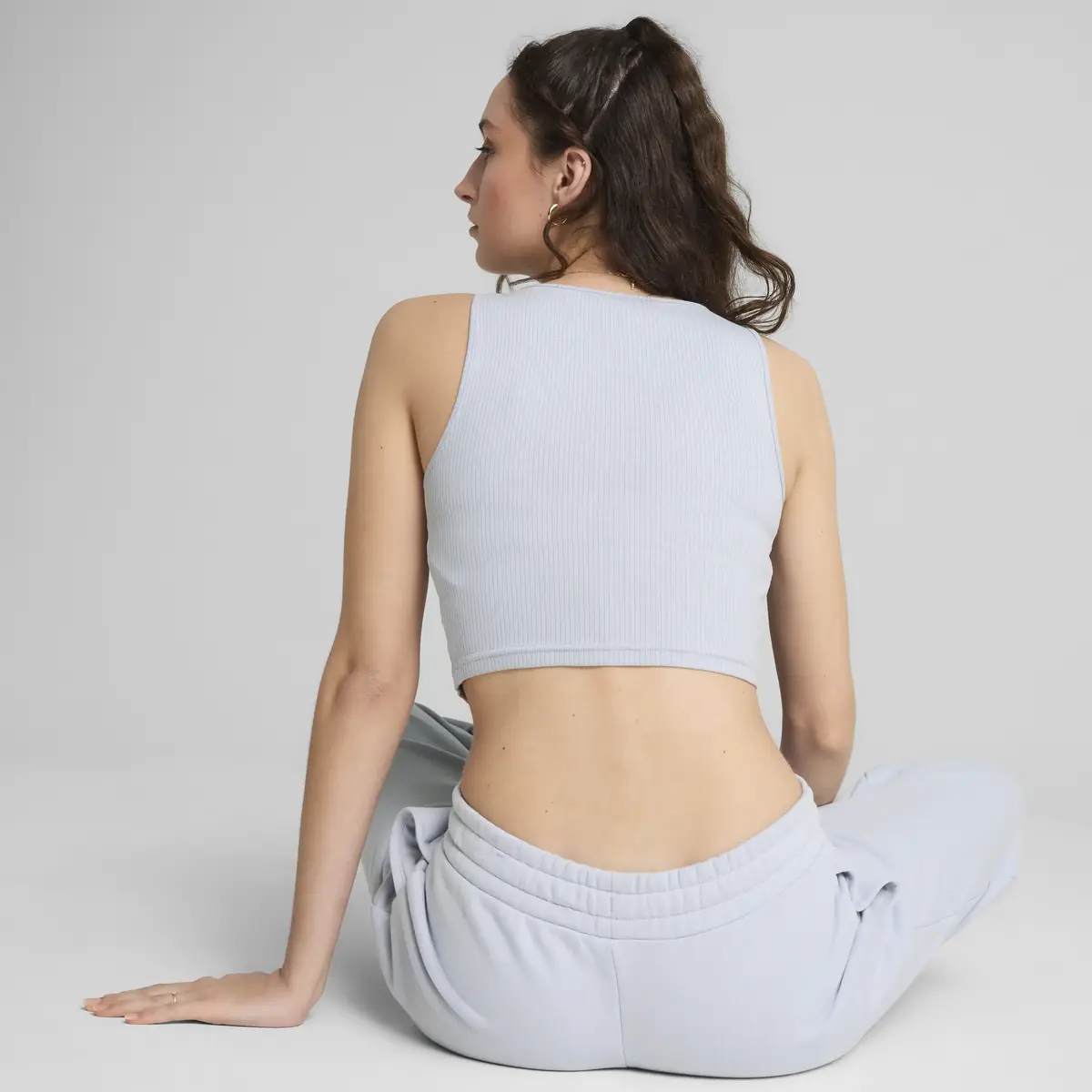 PUMA WARDROBE ESS Ribbed Crop Top Kadın Beyaz Crop Top