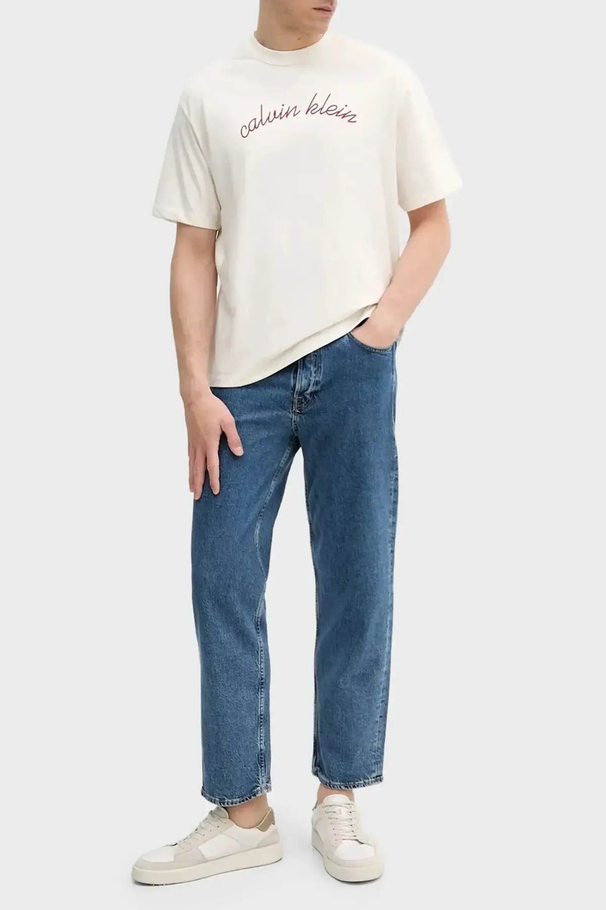 Calvin Klein SS CENTER CHAIN STITCH 16S RLXD Bej Erkek Tişört Calvin Klein SS CENTER CHAIN STITCH 16S RLXD Bej Erkek Tişört