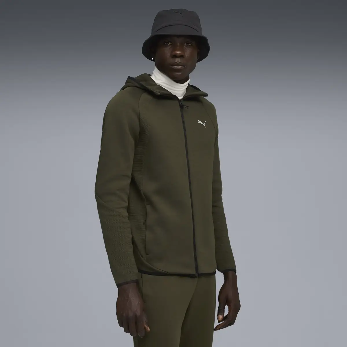 PUMA EVOSTRIPE FZ Hoodie DK Erkek Yeşil Fermuarlı Hoodie