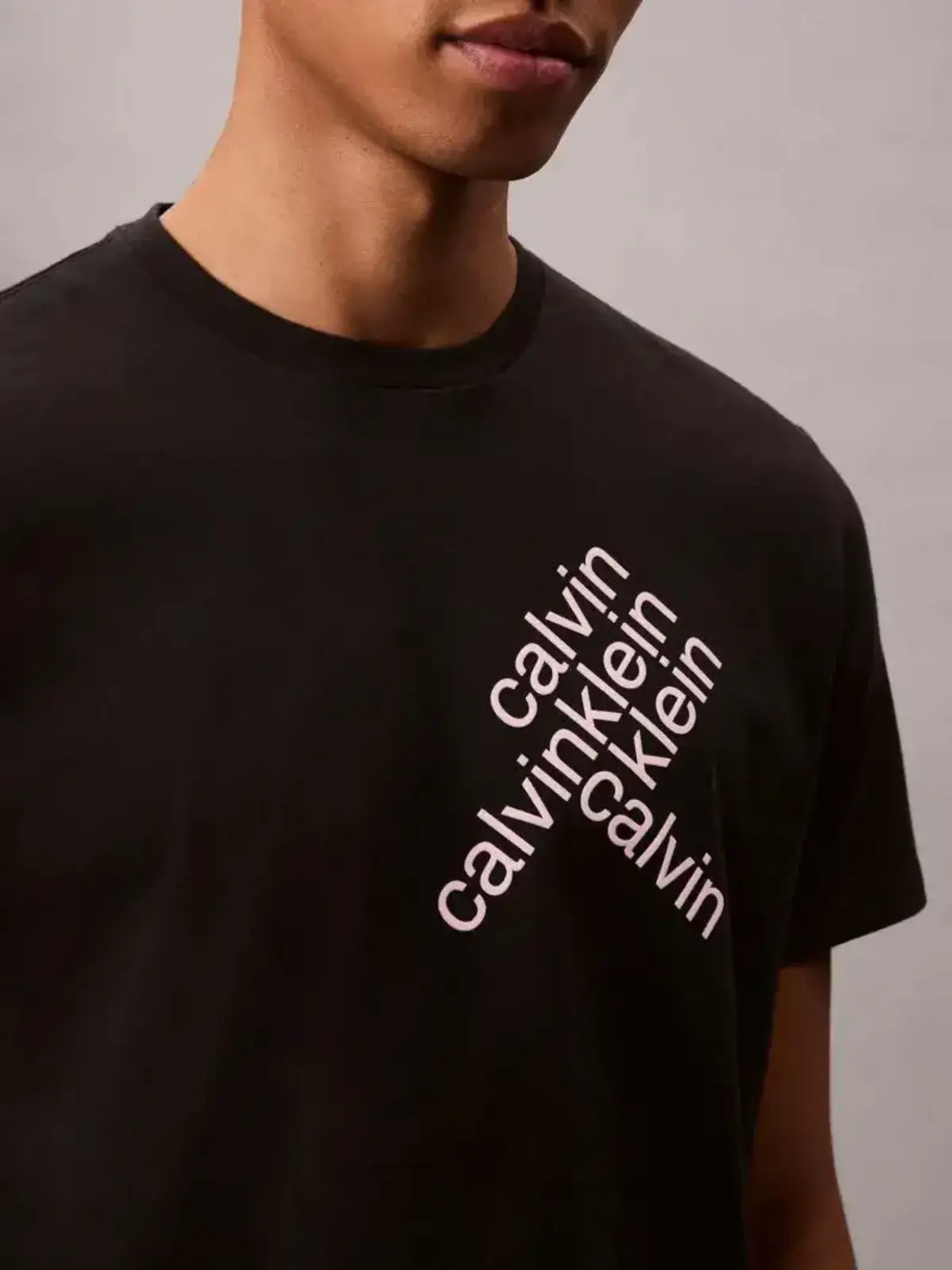 Calvin Klein SS 30S EU CK BH WORD STACK GRAPH Siyah Erkek Tişört