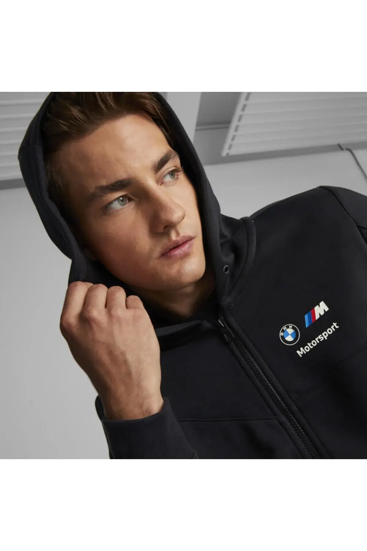 Puma Bmw Mms Hdd Sweat Jacket Cotton Siyah Erkek Fermuarlı Hoodie