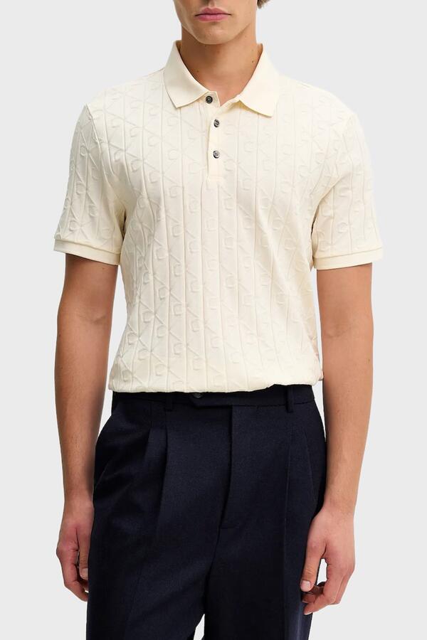 Calvin Klein SS DBL MERCERIZED EM, YAC Krem Erkek T-Shirt & Polo