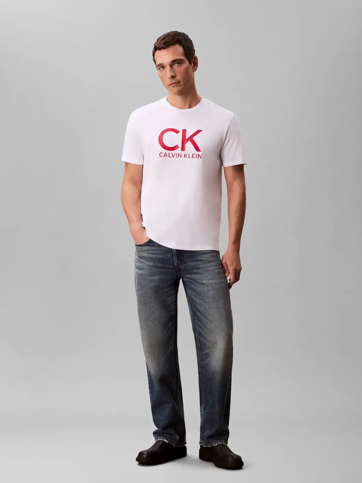 Calvin Klein SS 30S EU CK CALVIN Beyaz Erkek Tişört
