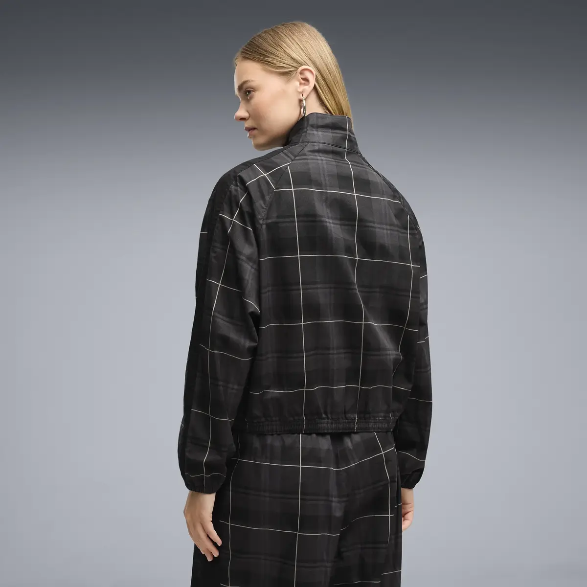 Puma T7 Tartan Woven Jacket Siyah Kadın Ceket