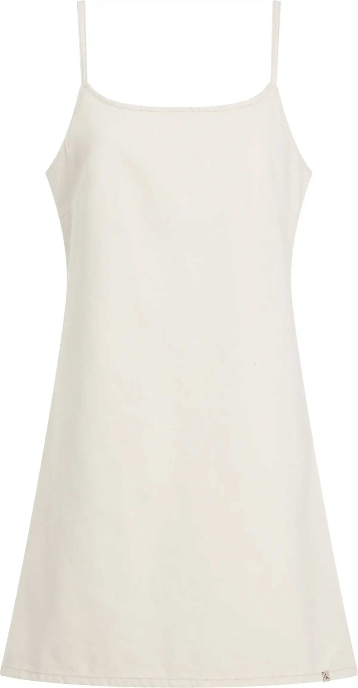 Calvin Klein ICONIC DENIM MINI DR, 1AA Beyaz Kadın Elbise-Etek