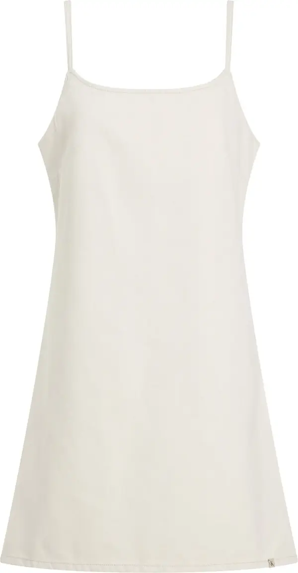 Calvin Klein ICONIC DENIM MINI DR, 1AA Beyaz Kadın Elbise-Etek