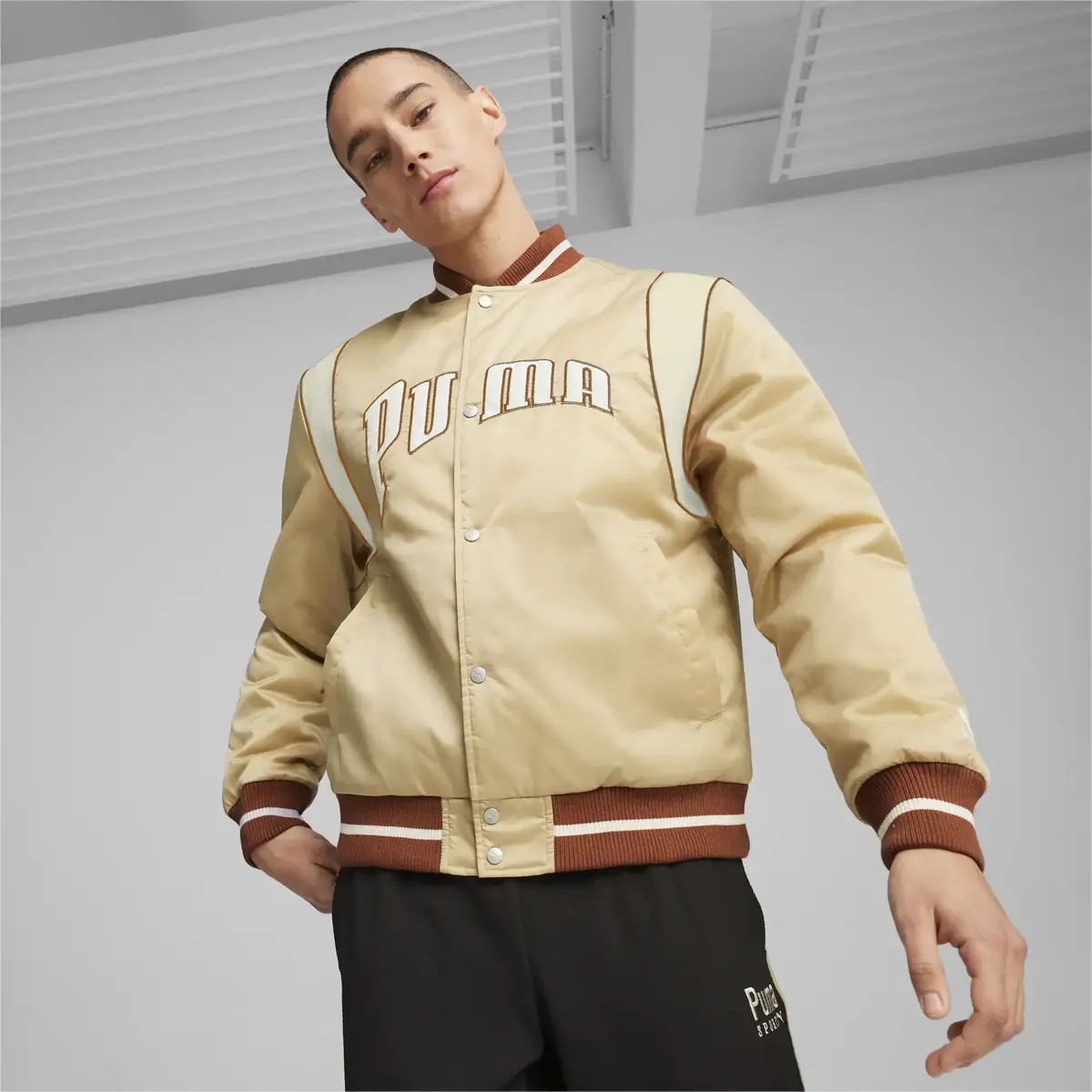 Puma TEAM FOR THE FANBASE Varsity Jacket Açık Kahve Erkek Sweatshirt
