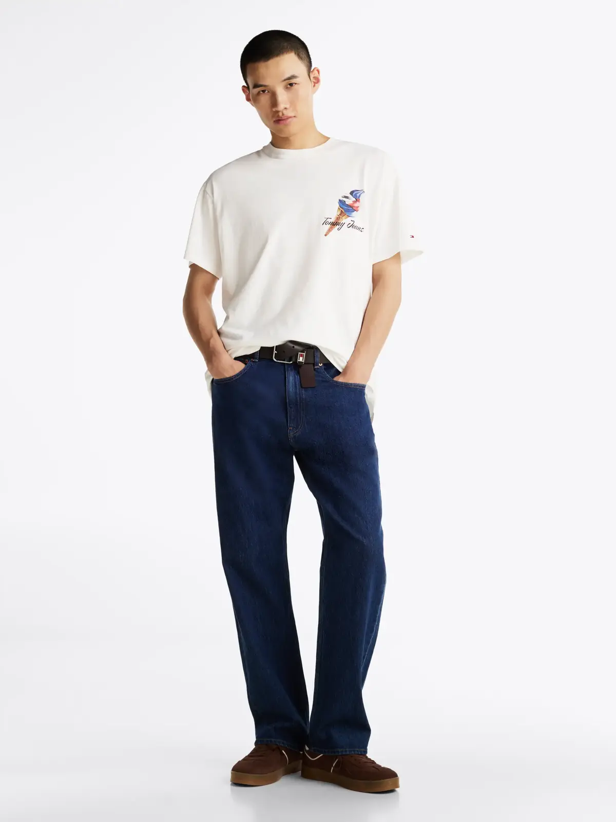 Tommy Hilfiger TJM RLX NOVELTY 2 GM, YBL Beyaz Erkek T-Shirt & Polo