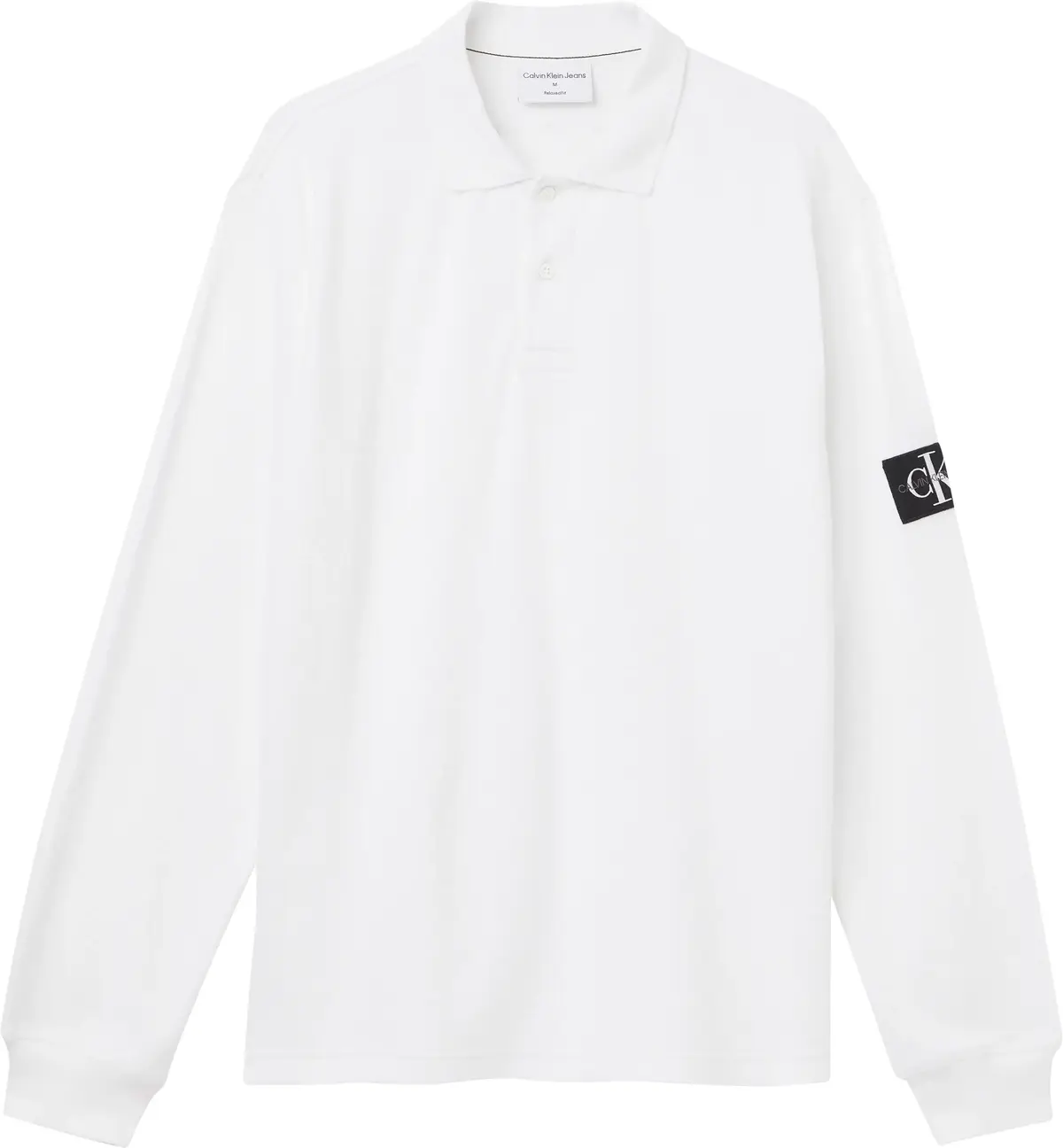 Calvin Klein MONOLOGO BADGE WAFFL Erkek Beyaz Polo T-Shirt