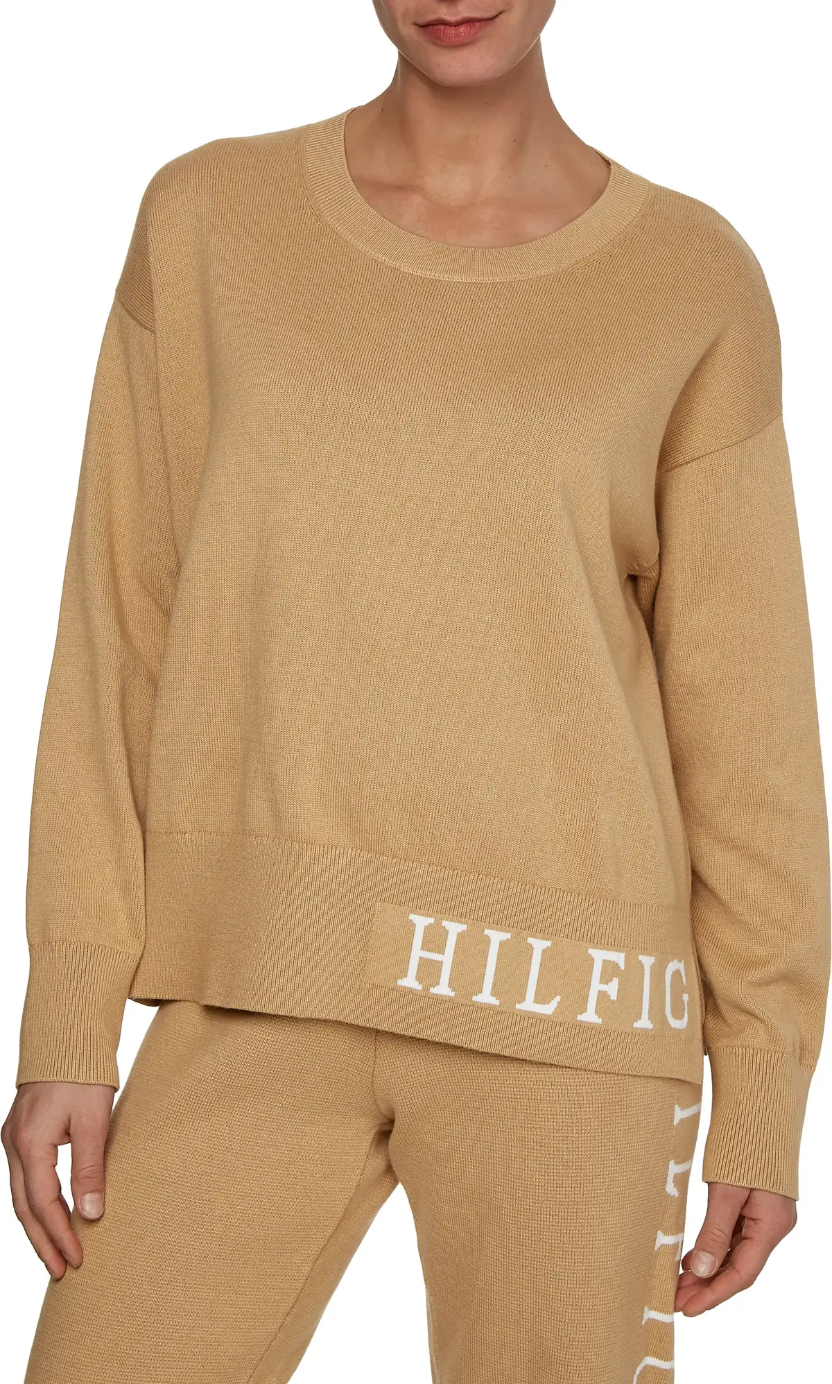 Tommy Hilfiger COTTON GRAPHIC C-NK Kadın Kahverengi Kazak