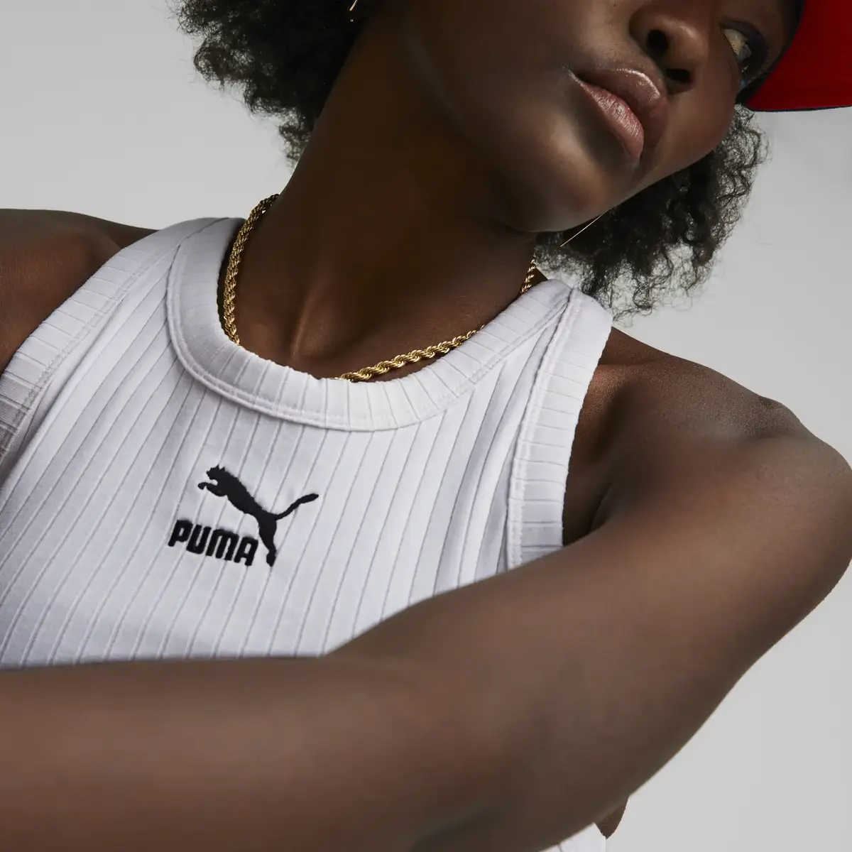 Puma CLASSICS Ribbed Tank Beyaz Kadın Atlet