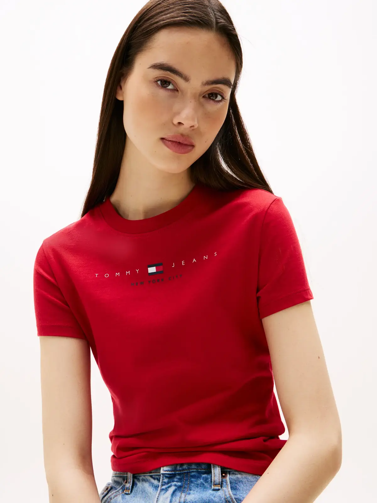 Tommy Hilfiger TJW SLIM TJ US LINEA, XLE Kırmızı Kadın T-Shirt & Polo