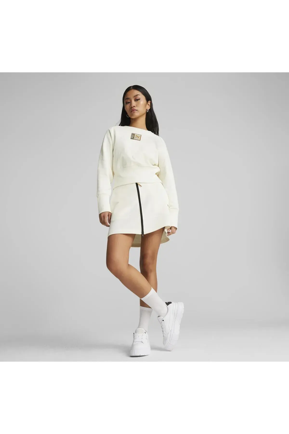 Puma CLASSICS FORWARD HISTORY Crew TR Kırık Beyaz Kadın Sweatshirt