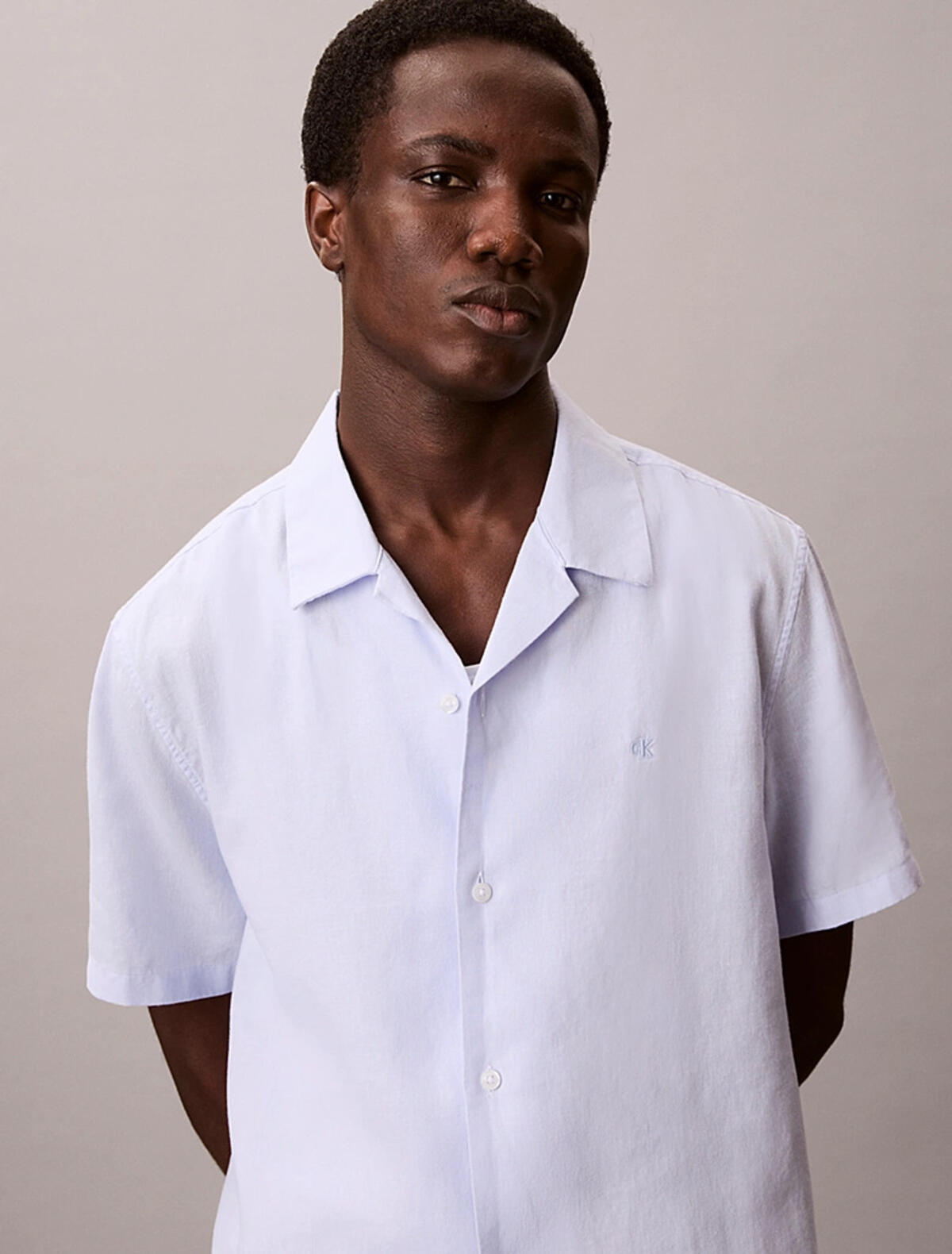 Calvin Klein SS CMP CLR SLD LINEN, 3T4, S Mavi Erkek Gömlek