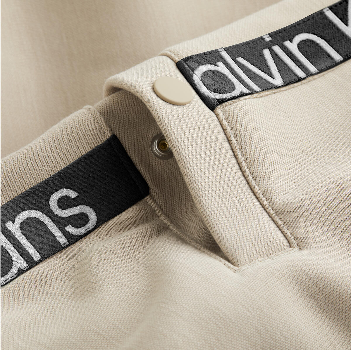 Calvin Klein CUT OFF LOGO TAPE HW Erkek Krem Eşofman Altı
