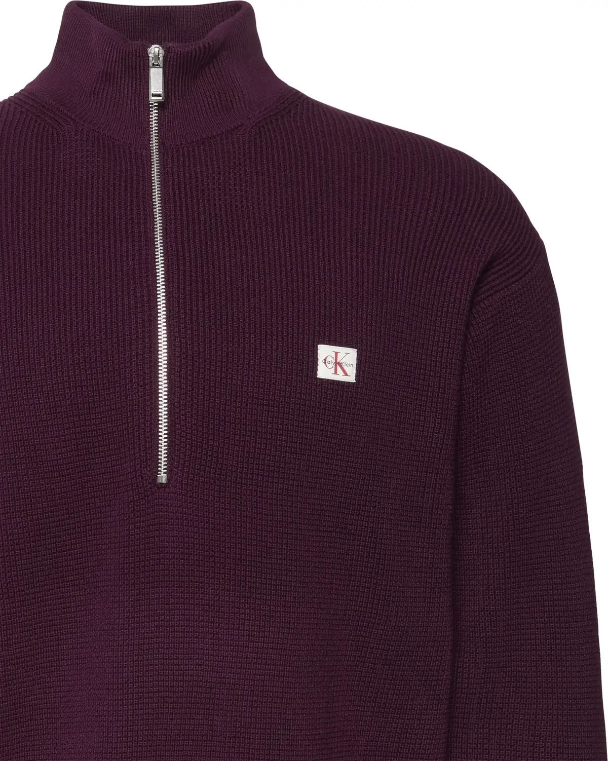 Calvin Klein LS EZ COTTON WAFFLE QUARTER ZIP Erkek Bordo Sweatshirt