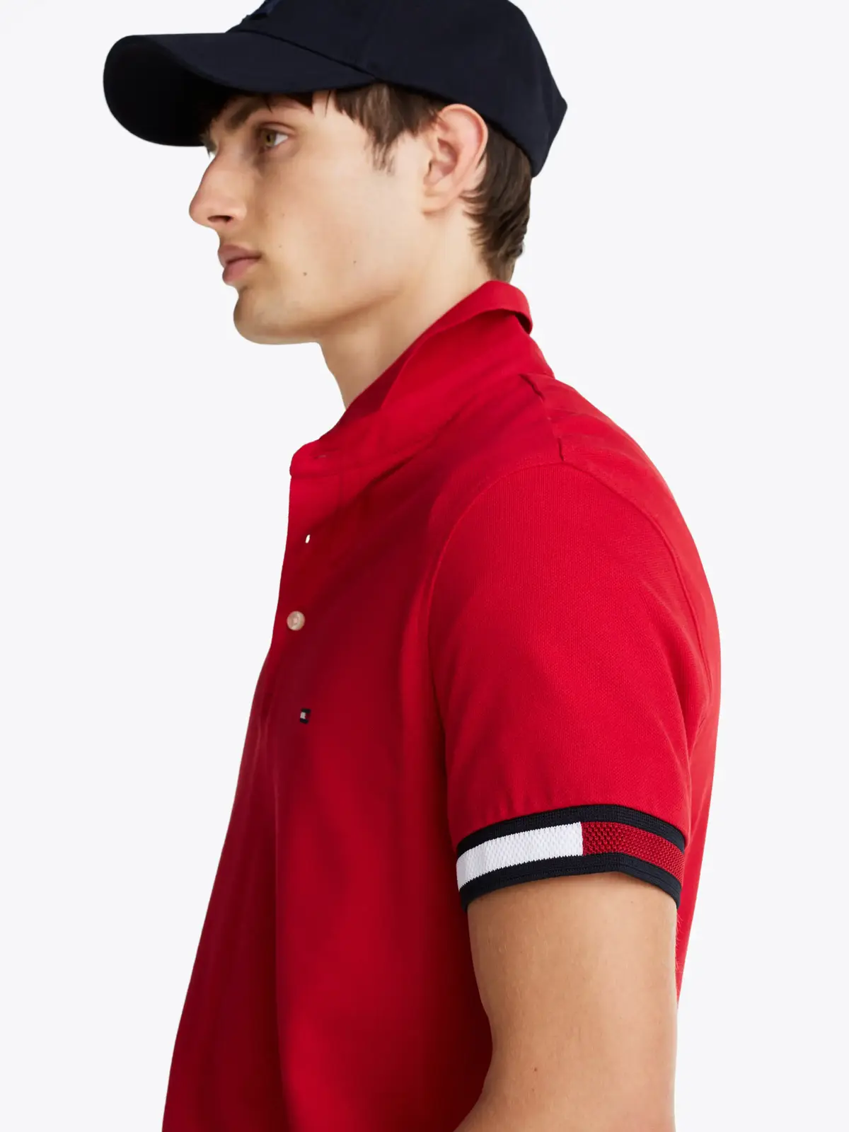 Tommy Hilfiger FLAG CUFF SLIM POLO, XLD Kırmızı Erkek T-Shirt & Polo