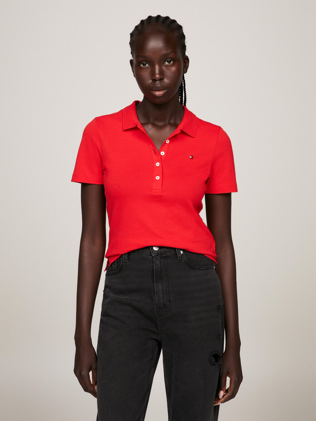 Tommy Hilfiger 1985 REG PIQUE POLO Kadın Kırmızı Polo T-Shirt