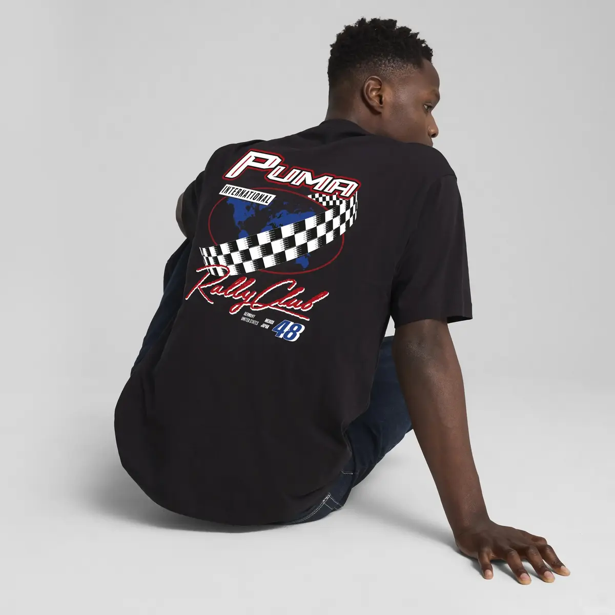 PUMA GRAPHICS Moto Relaxed Tee Siyah Erkek T-Shirt