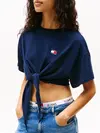 Tommy Hilfiger TJW REG WAIST TIE BA, C1G Lacivert Kadın T-Shirt & Polo