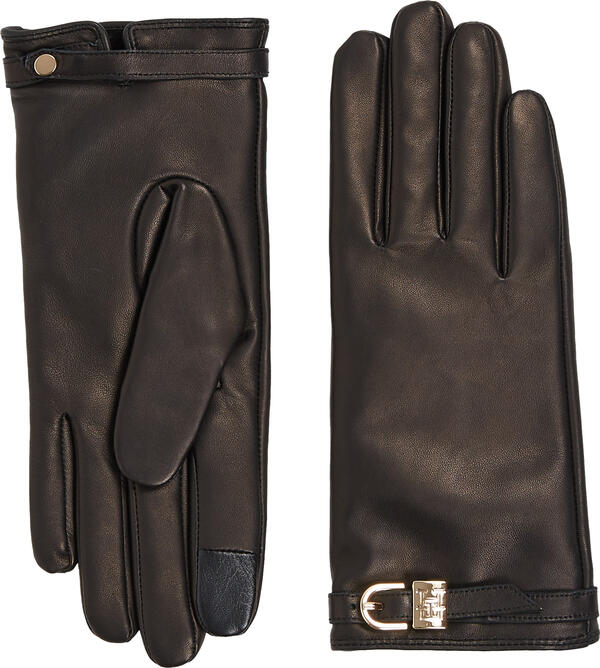 Tommy Hilfiger TH EVENING LEATHER G Kadın Siyah Eldiven