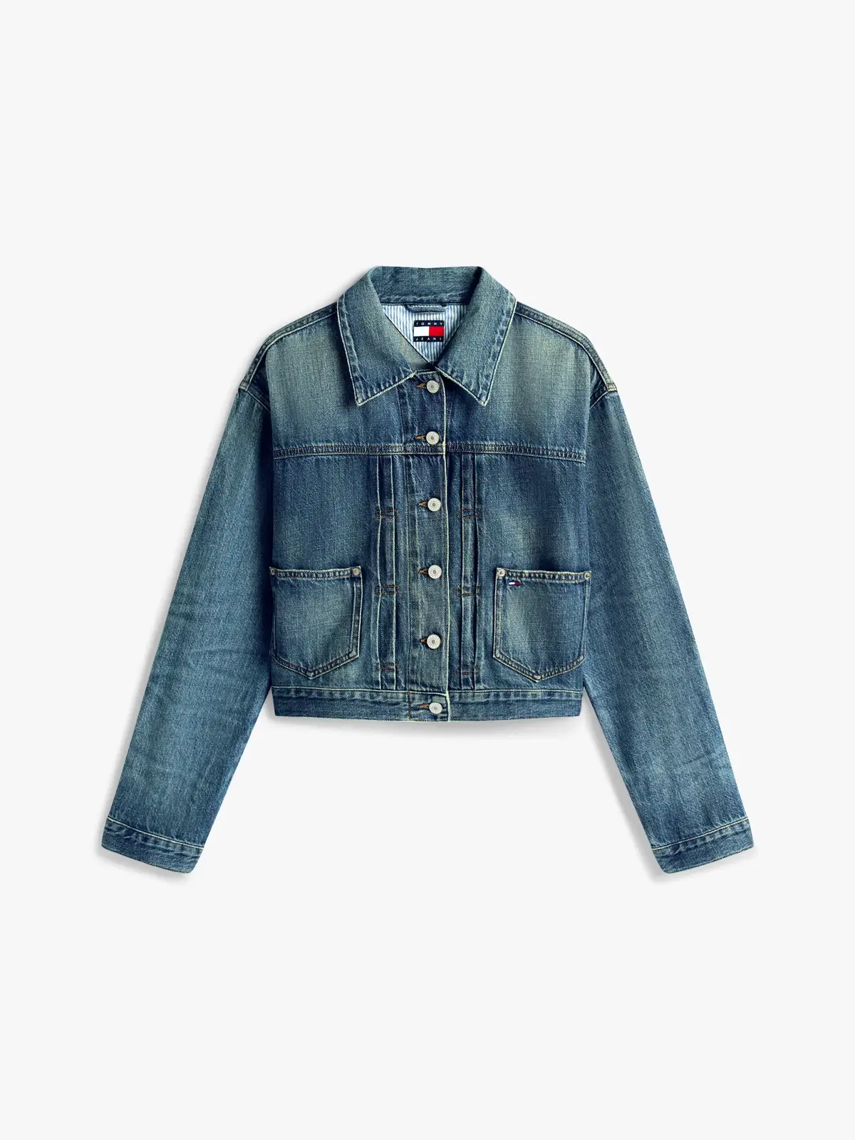 Tommy Hilfiger PLEATED TRUCKER JACK, 1A5 Mavi Kadın Kot Ceket