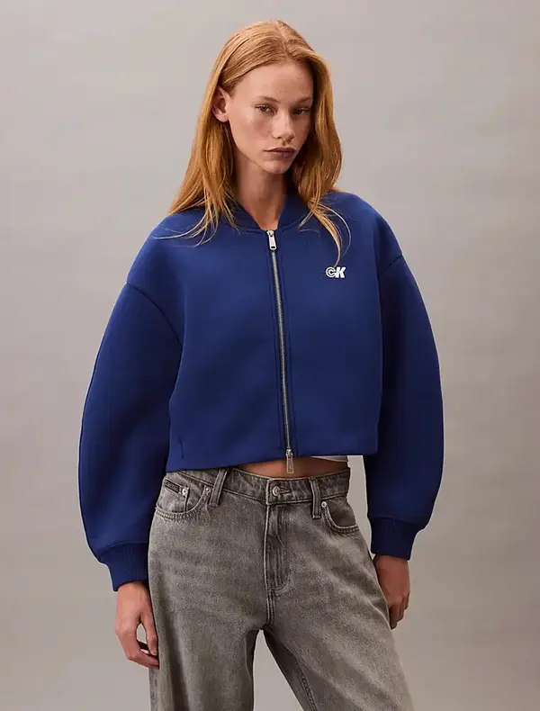 Calvin Klein A- OVERSIZED SCUBA ZIP BOMBER JA Mavi Kadın Ceket