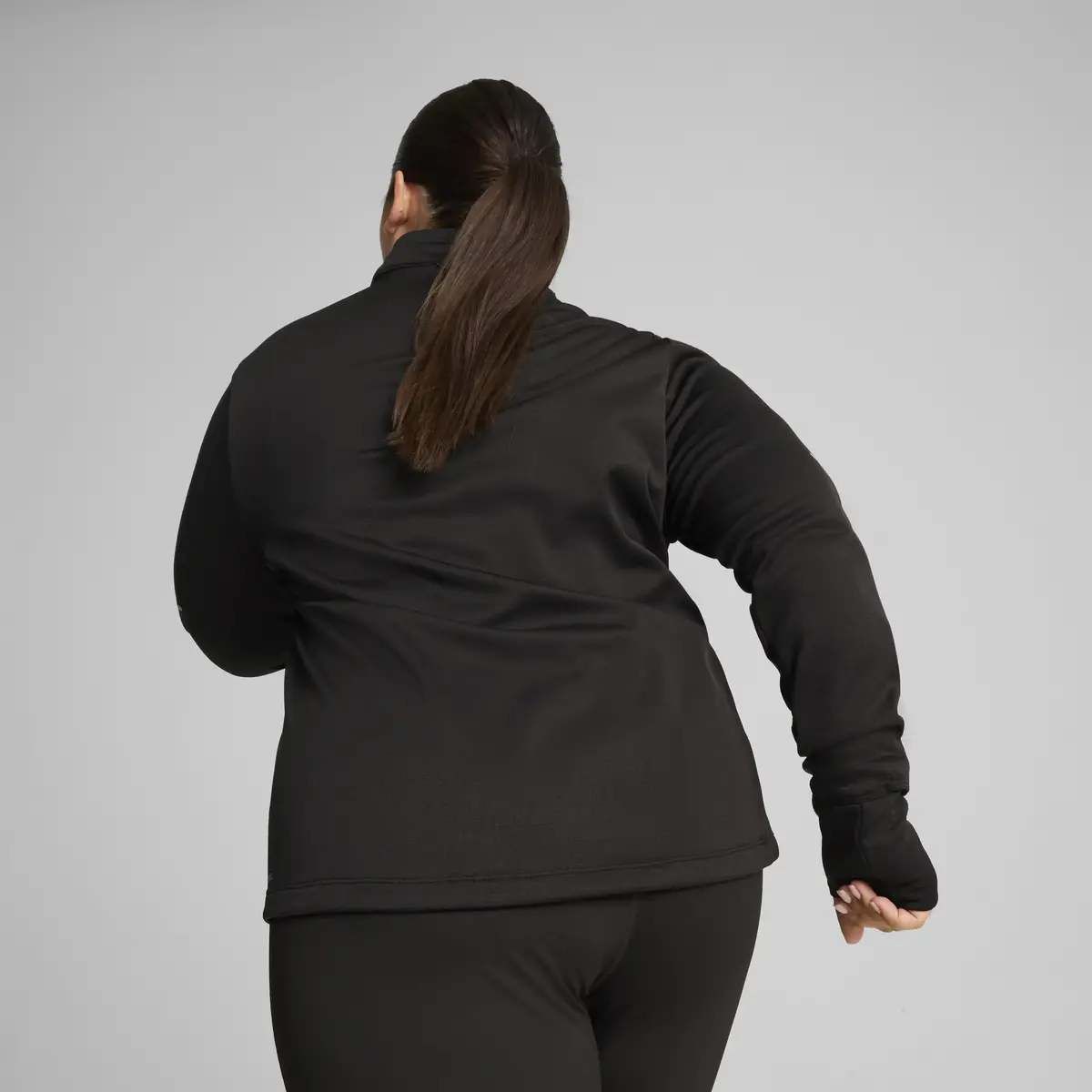 Puma RUN GRID FLEECE 1/2 ZIP Siyah Kadın Fermuarlı Üst