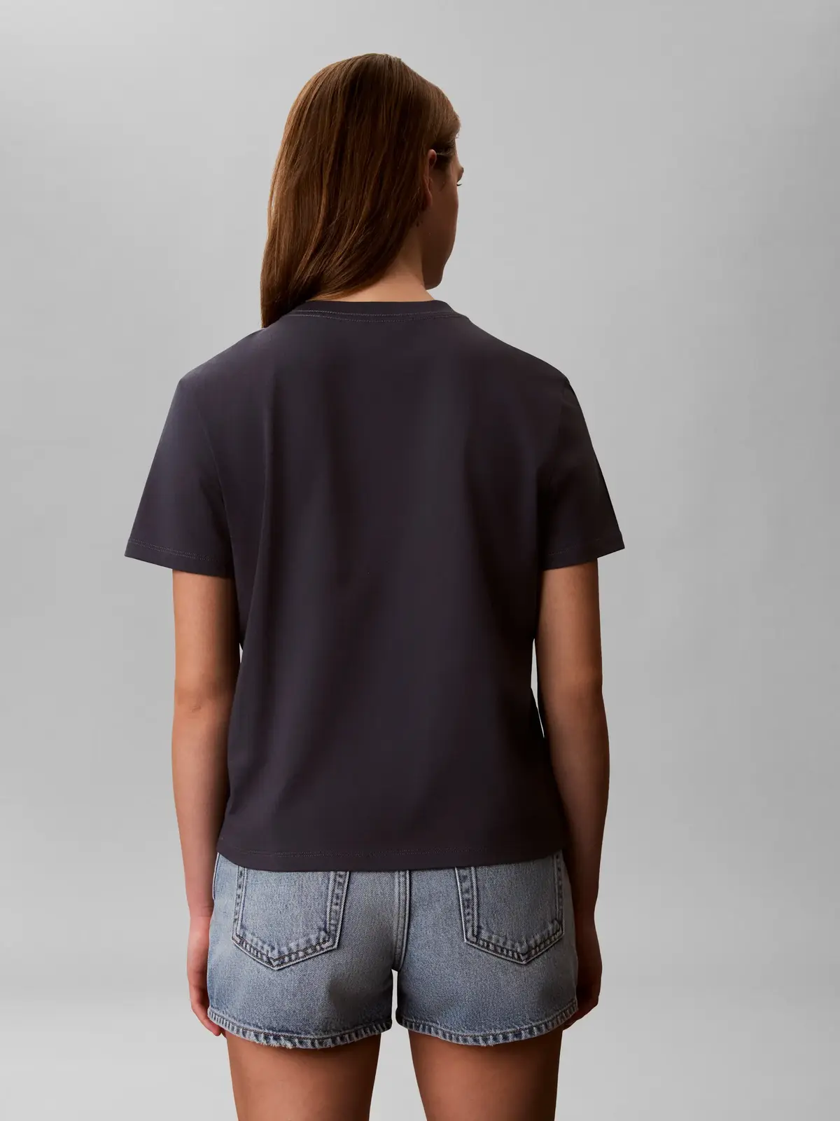 Calvin Klien SS CLASSIC HANDWRITI, 4XN Gri Kadın T-Shirt