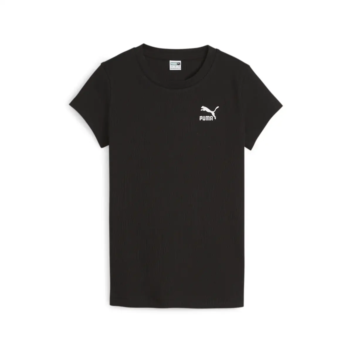 Puma CLASSICS Ribbed Slim Tee Siyah Kadın T-Shirt