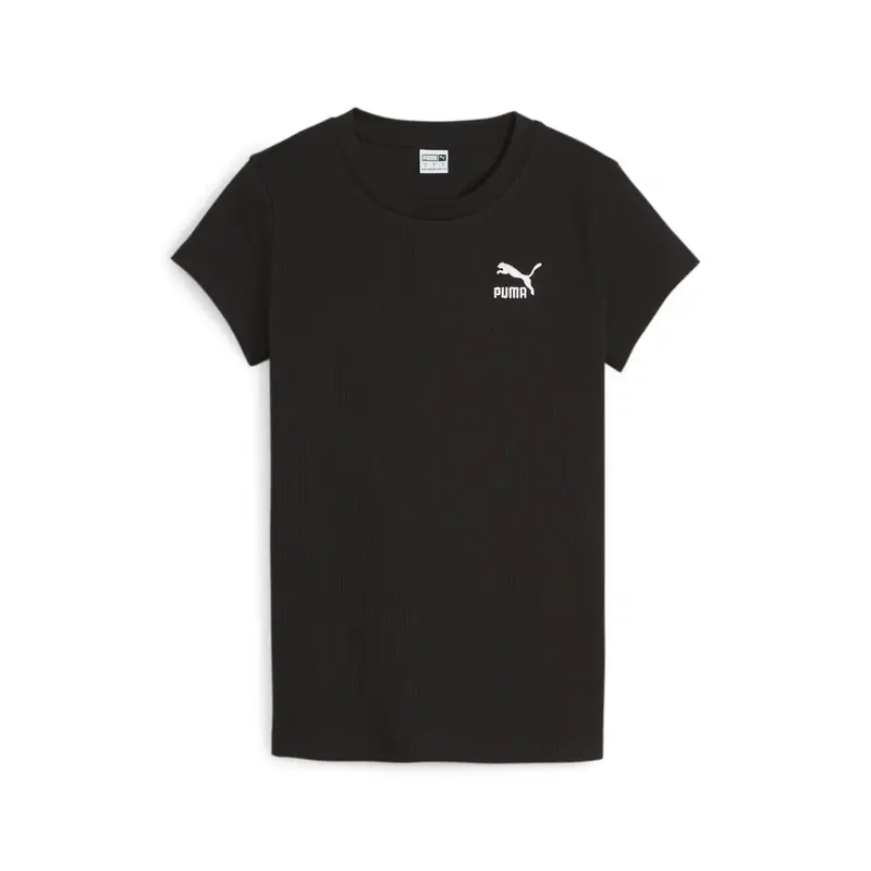 Puma CLASSICS Ribbed Slim Tee Siyah Kadın T-Shirt