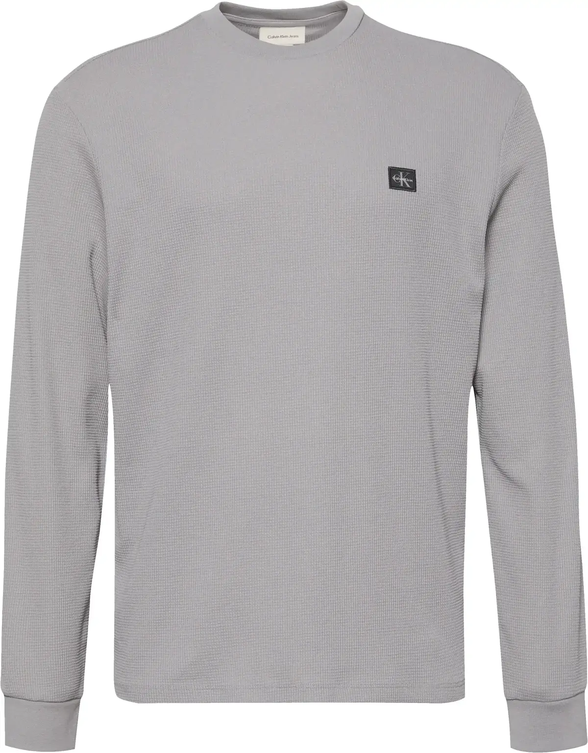 Calvin Klein LS WAFFLE BADGE CREW, RO2 Gri Erkek Sweatshirt