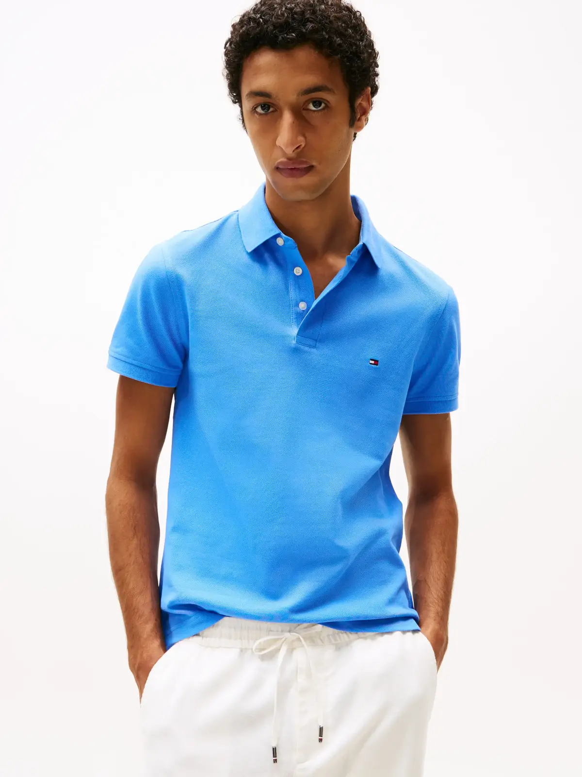Tommy Hilfiger 1985 SLIM POLO Erkek Mavi T-Shirt