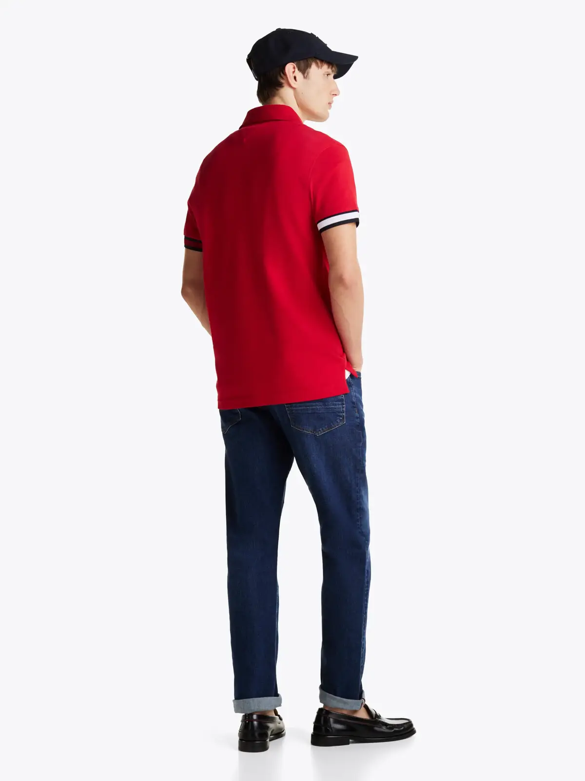 Tommy Hilfiger FLAG CUFF SLIM POLO, XLD Kırmızı Erkek T-Shirt & Polo