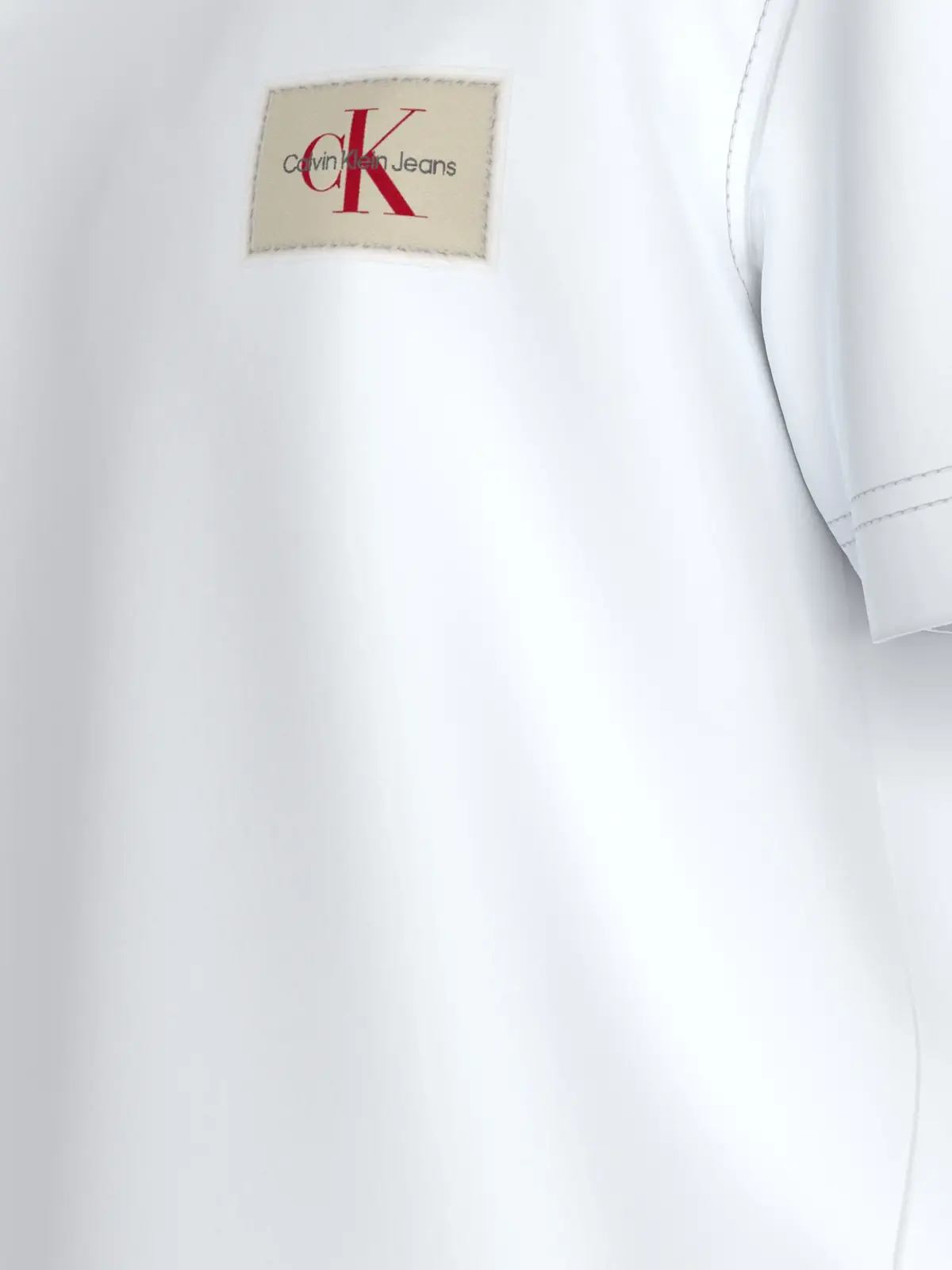 Calvin Klein WOVEN LABEL REGULAR, YAF Beyaz Erkek T-Shirt & Polo