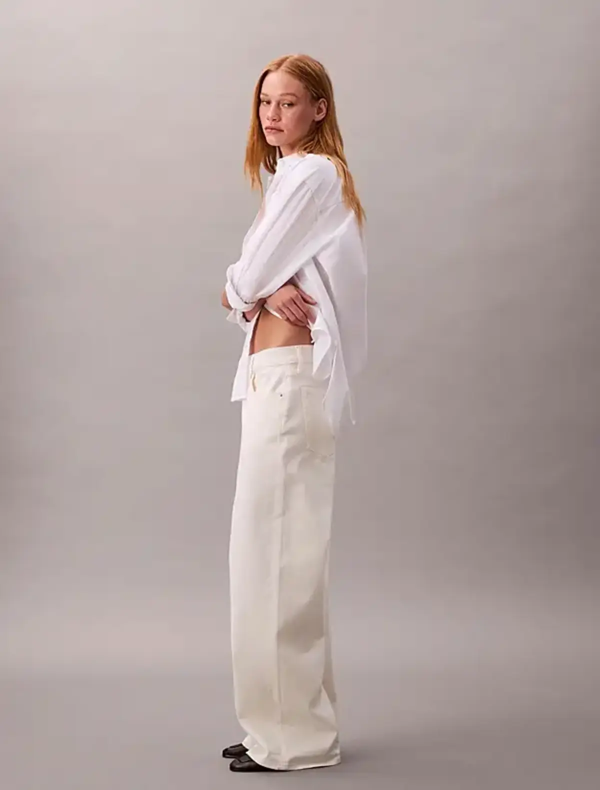 Calvin Klein LOW RISE BAGGY CHALK WHITE Beyaz Kadın Jeans Calvin Klein LOW RISE BAGGY CHALK WHITE Beyaz Kadın Jeans