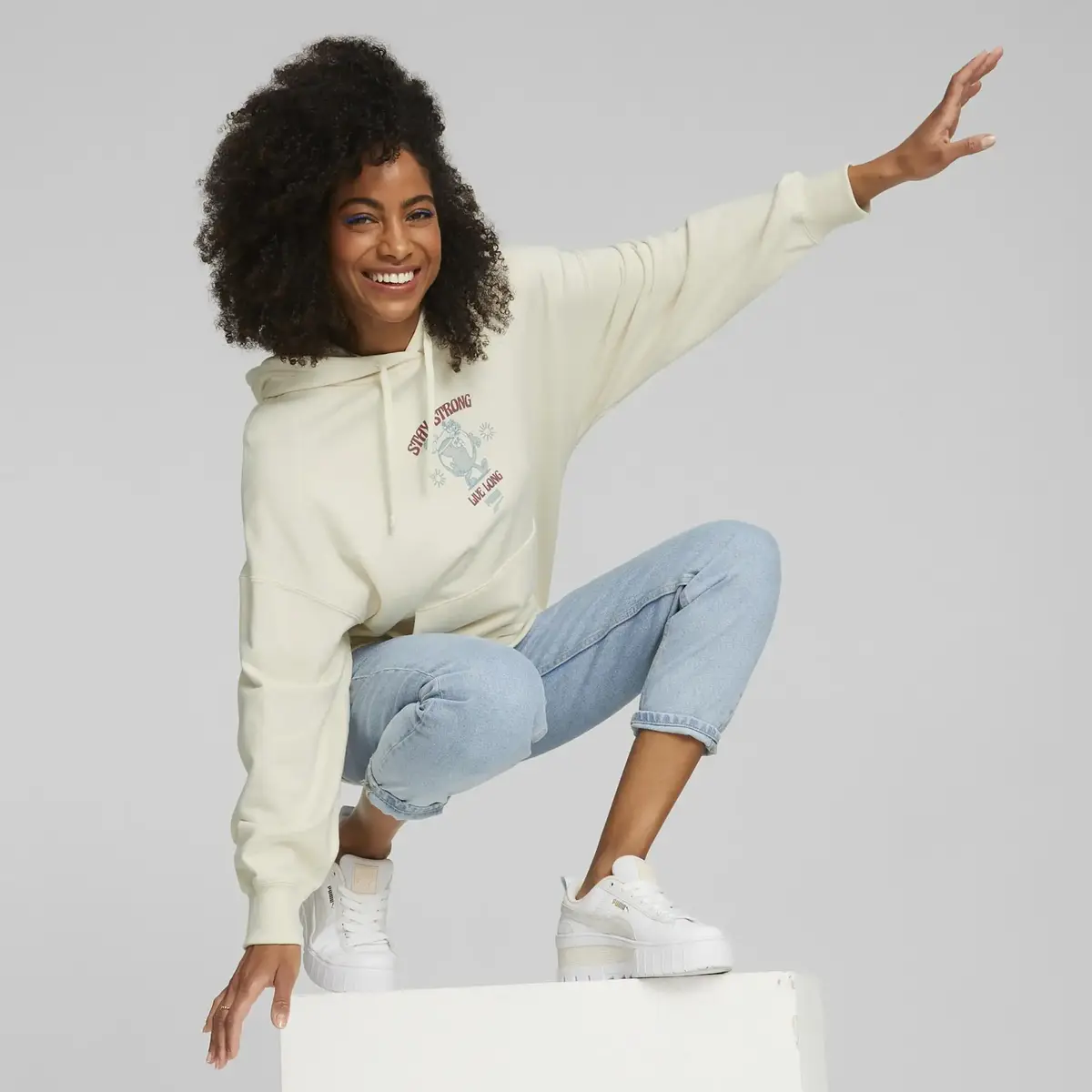 Puma Downtown Graphic Hoodie Krem Kadın Hoodie