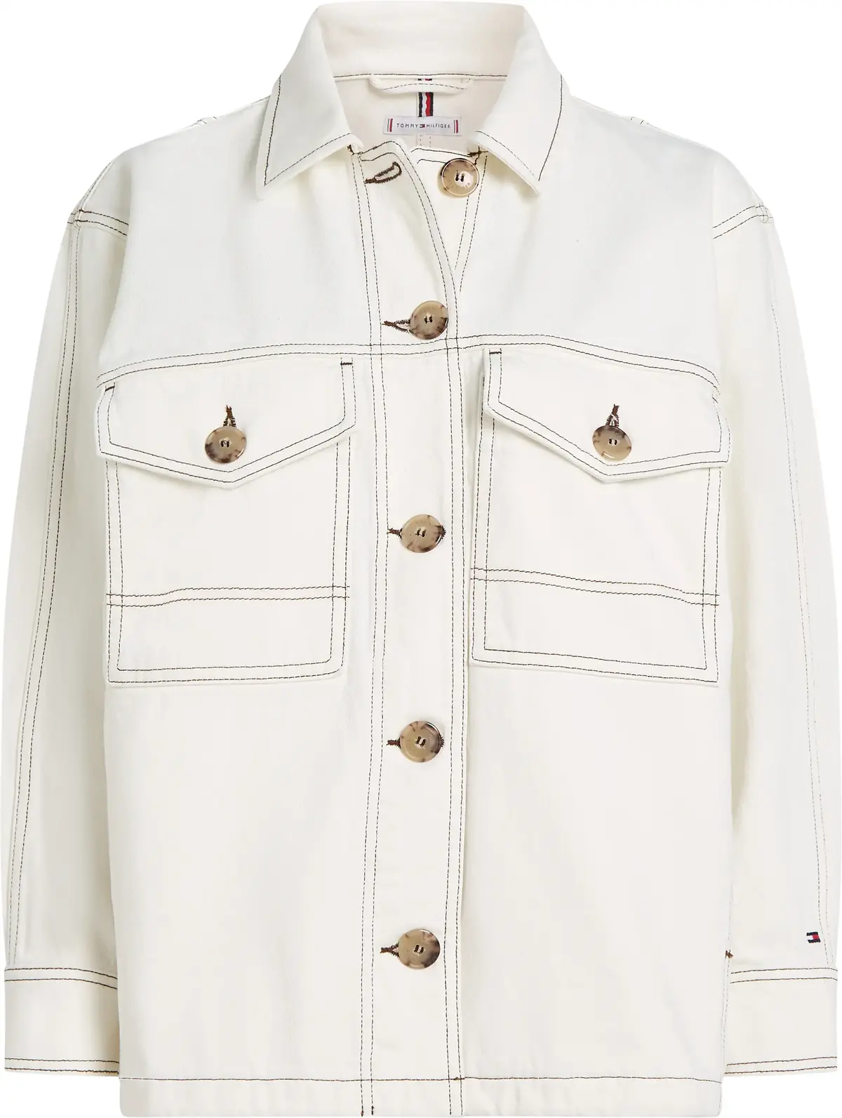 Tommy Hilfiger DNM OVERSIZED UTILIT, YBL Beyaz Kadın Gömlek