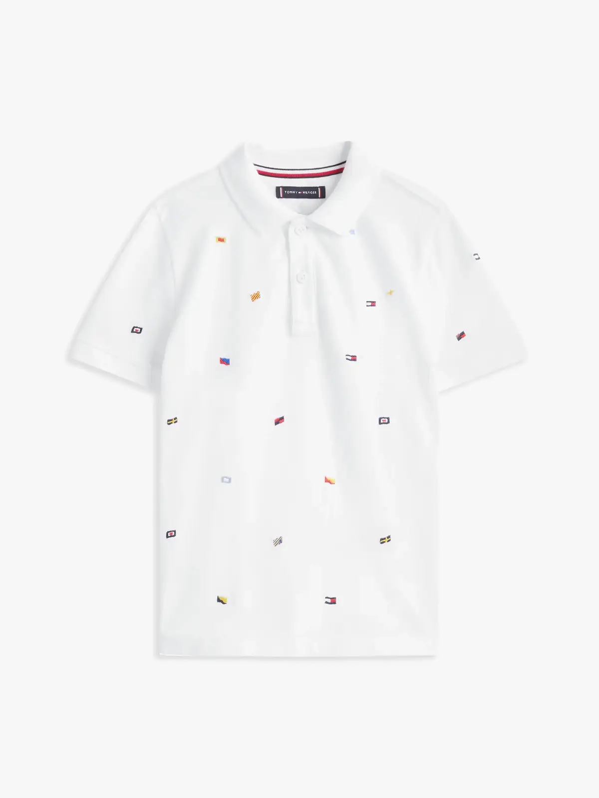 Tommy Hilfiger ALL OVER FLAG EMB PO, YBR Beyaz Erkek Çocuk T-Shirt & Polo