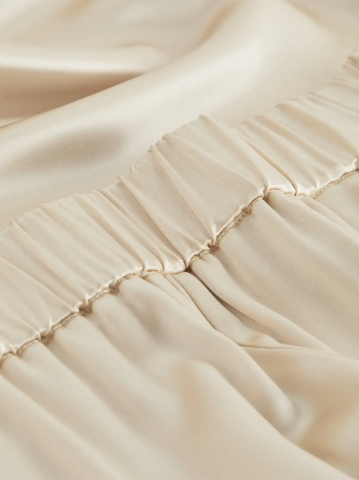 Calvin Klein NAIA SHINE WIDE LEG Kadın Krem Geniş Paça Pantolon