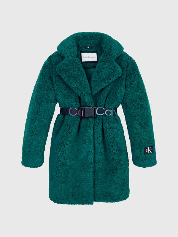 Calvin Klein LOGO BELT TEDDY COAT Kadın Yeşil Mont