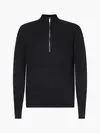Calvin Klein WOOL BLEND RIB QUAR Erkek Siyah Kazak
