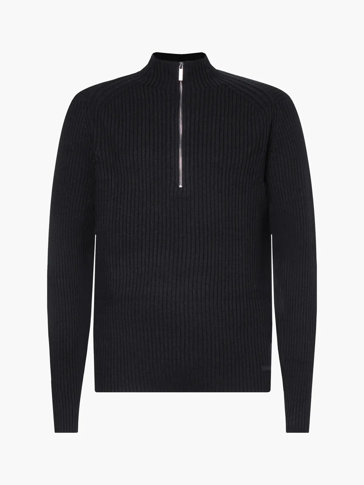 Calvin Klein WOOL BLEND RIB QUAR Erkek Siyah Kazak