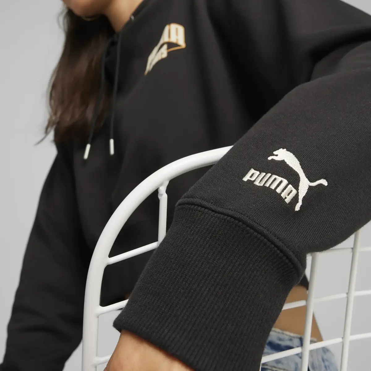 Puma PUMA TEAM Cropped Hoodie Siyah Kadın Hoodie