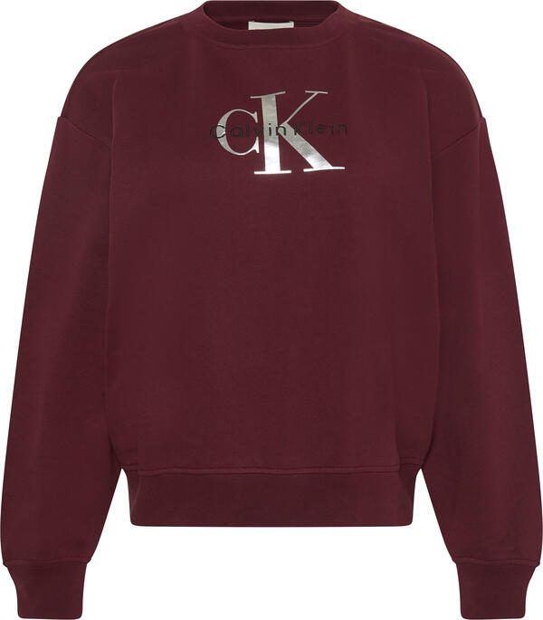 Calvin Klein LS MONOLOGO FRENCH TERRY RLXD CN Kırmızı Kadın Sweatshirt