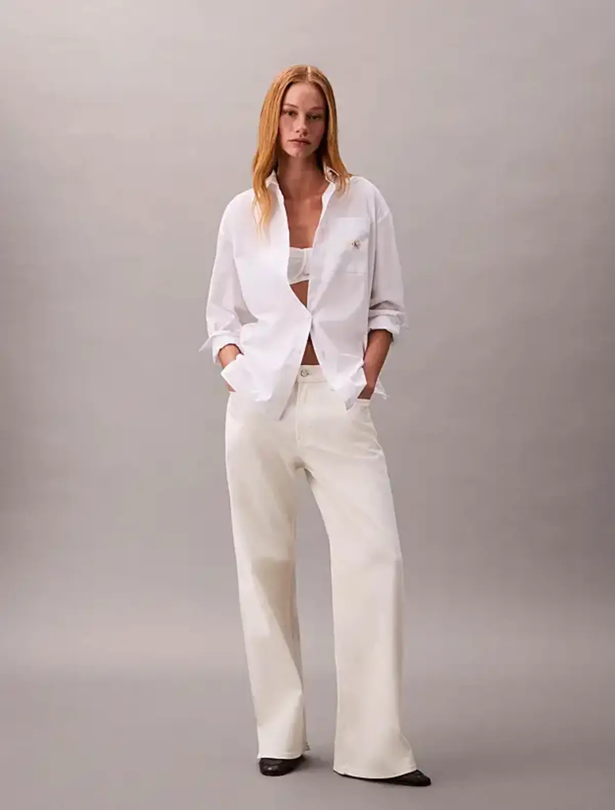 Calvin Klein LOW RISE BAGGY CHALK WHITE Beyaz Kadın Jeans Calvin Klein LOW RISE BAGGY CHALK WHITE Beyaz Kadın Jeans