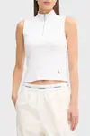 Calvin Klein A- WOVEN LABEL SL QZ TOP Beyaz Kadın Tişört Calvin Klein A- WOVEN LABEL SL QZ TOP Beyaz Kadın Tişört