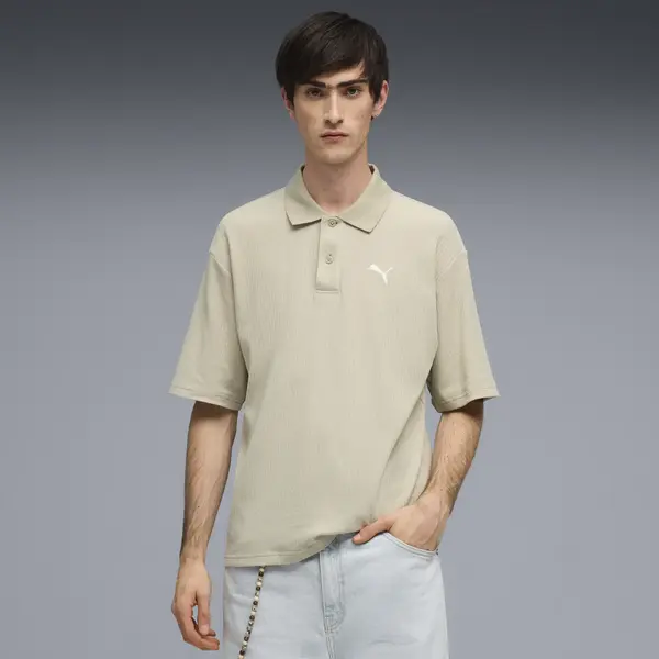 Puma WARDROBE ESS Boxy Polo Bej Erkek Polo T-Shirt