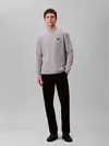 Calvin Klein LS WAFFLE BADGE CREW, RO2 Gri Erkek Sweatshirt